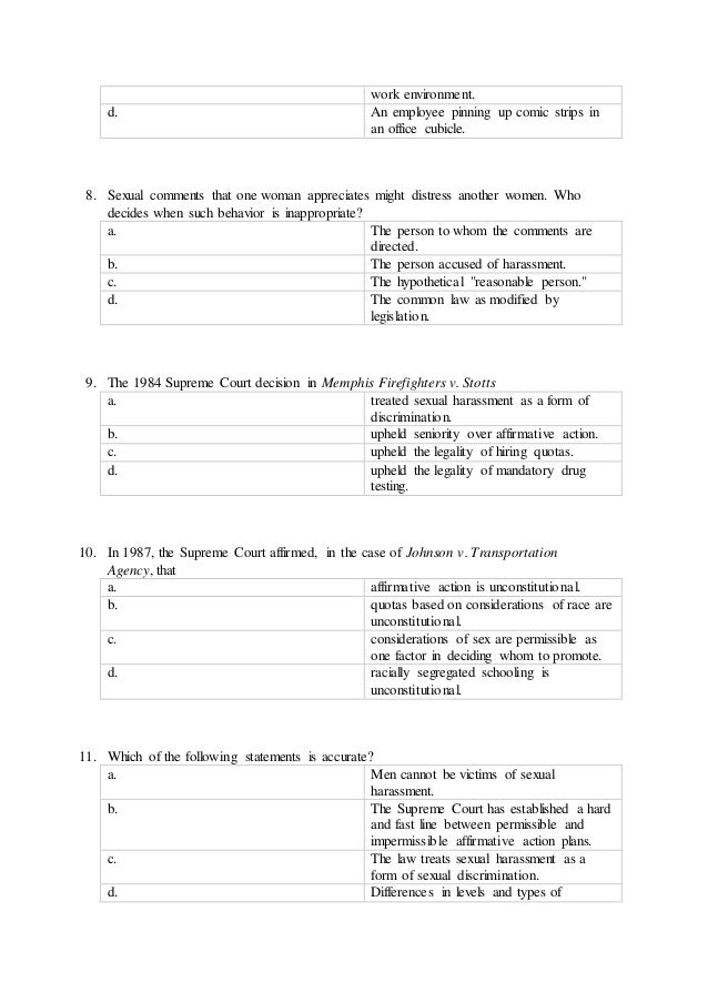 business sexual harassment quiz Stimulating the penis impotance